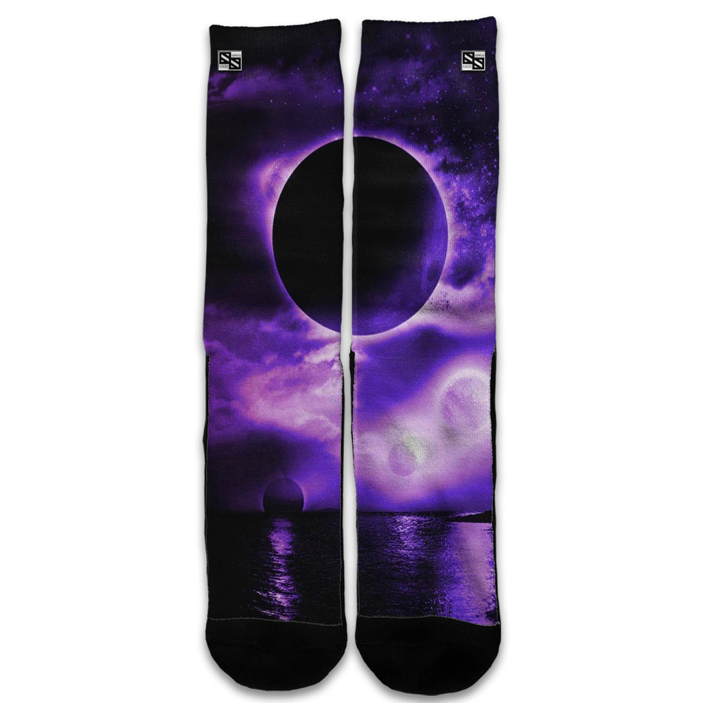  Eclipsed Moon Purple Sky Universal Socks