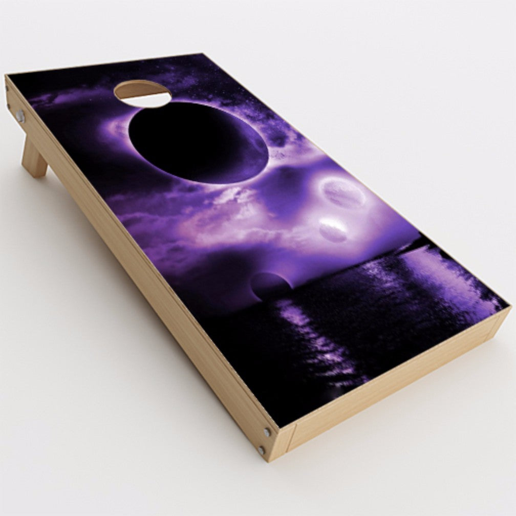  Eclipsed Moon Purple Sky Cornhole Game Boards  Skin