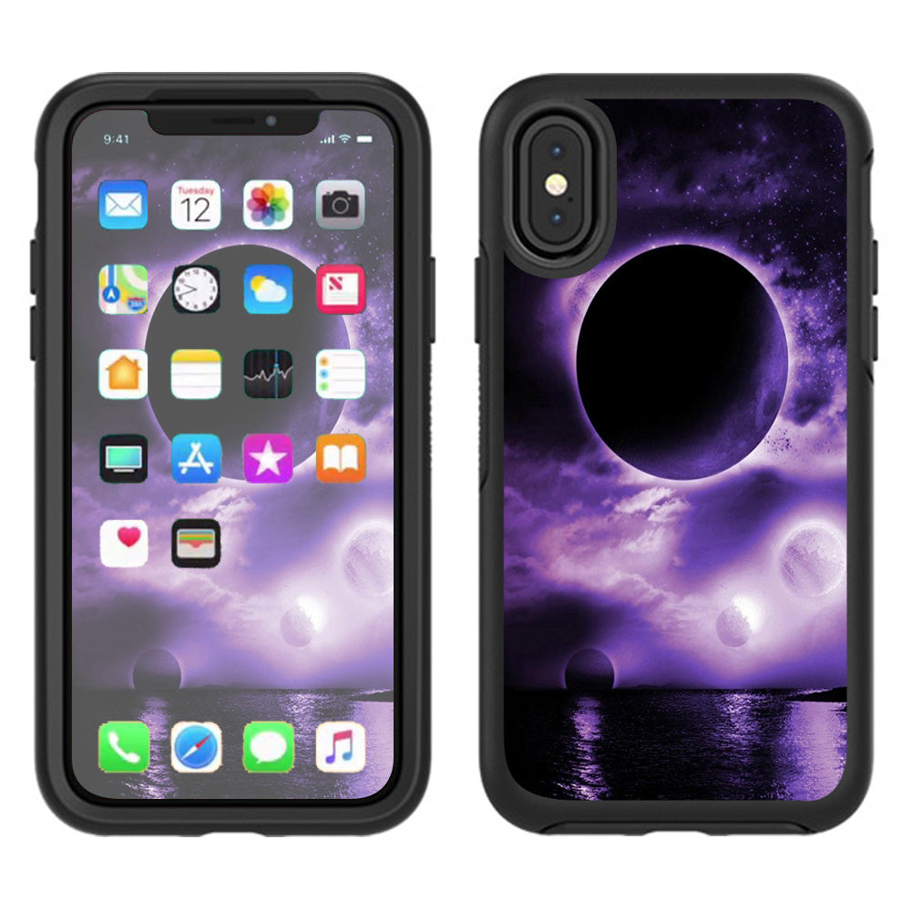  Eclipsed Moon Purple Sky Otterbox Defender Apple iPhone X Skin