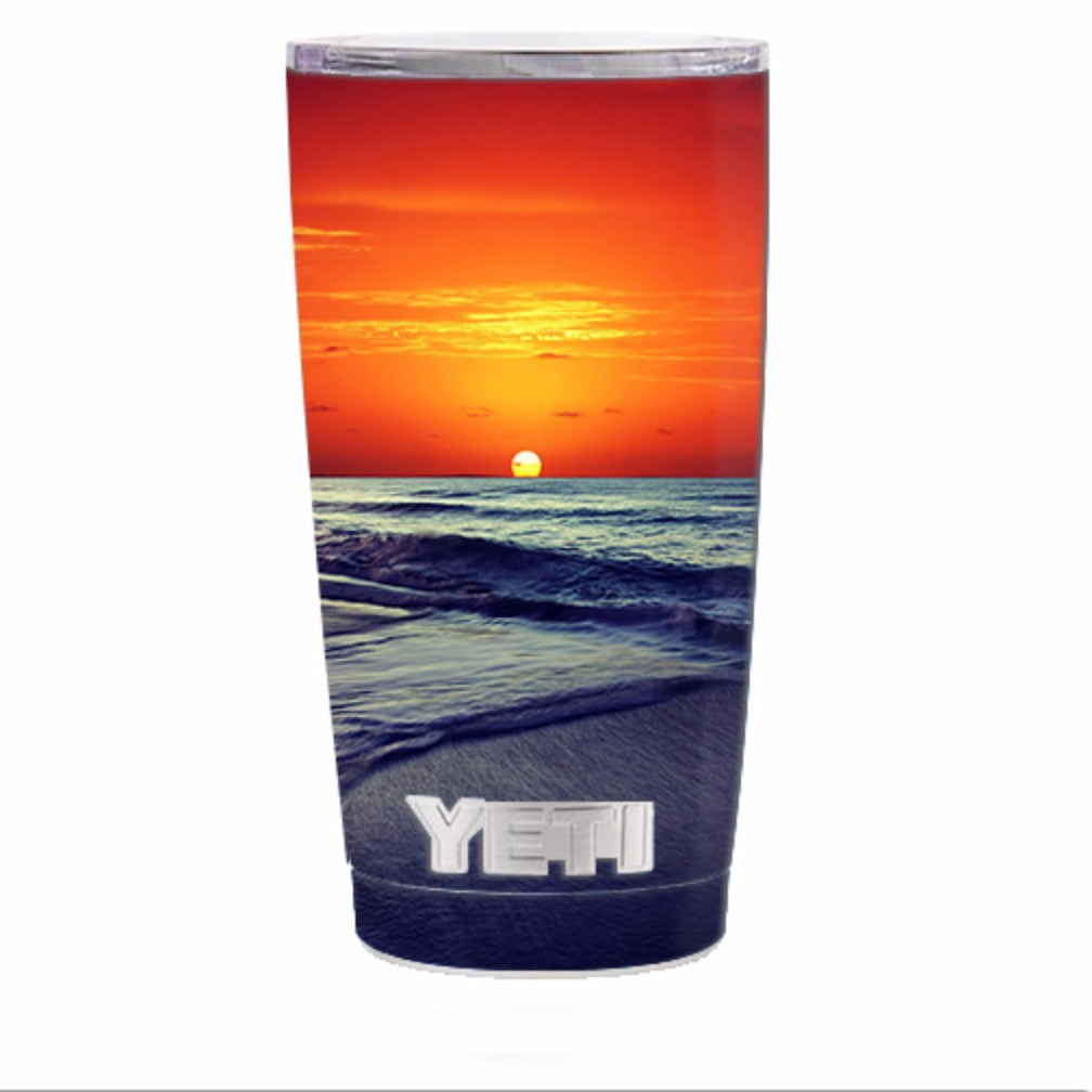  October Sunset On Beach Yeti 20oz Rambler Tumbler Skin