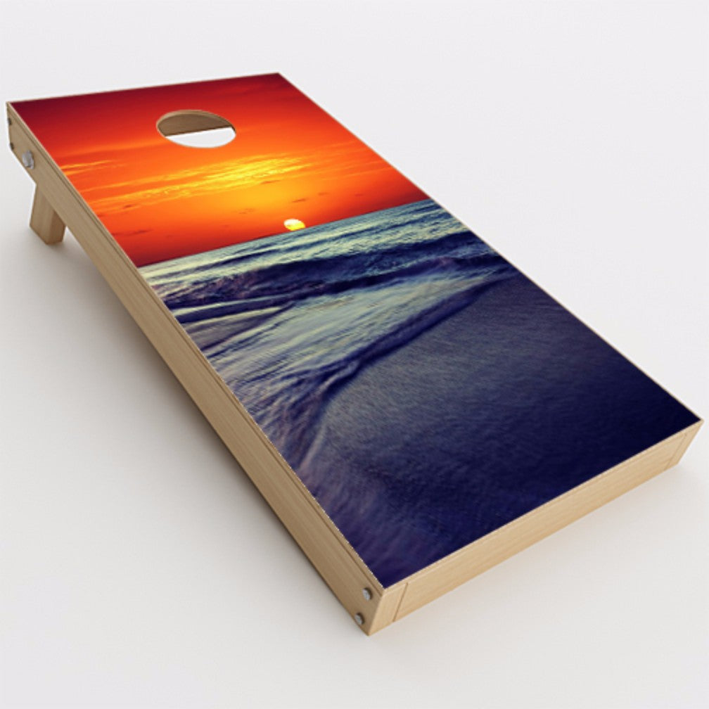  October Sunset On Beach Cornhole Game Boards  Skin