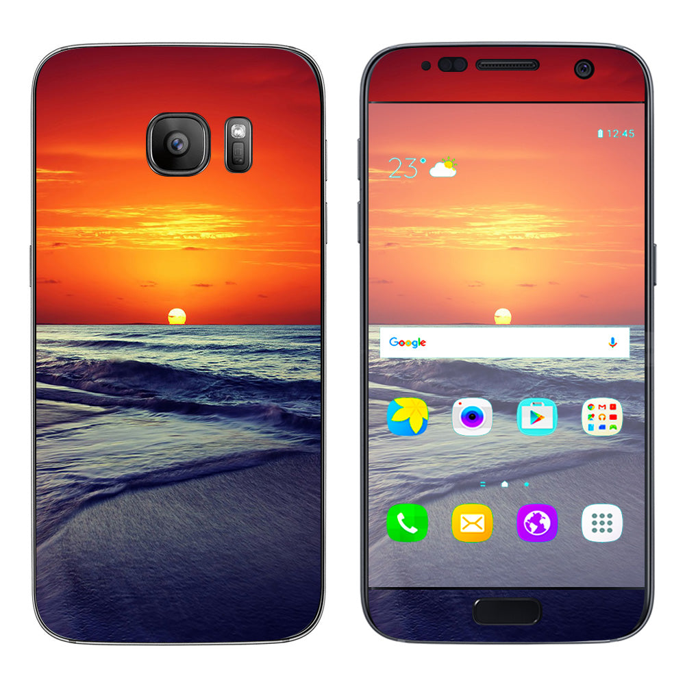  October Sunset On Beach Samsung Galaxy S7 Skin