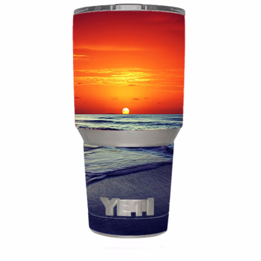  October Sunset On Beach Yeti 30oz Rambler Tumbler Skin