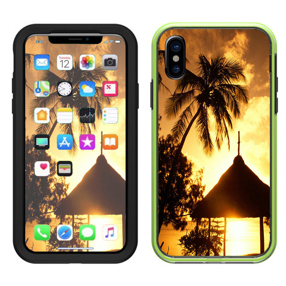  Tropical Sunrise Over Cabana Lifeproof Slam Case iPhone X Skin