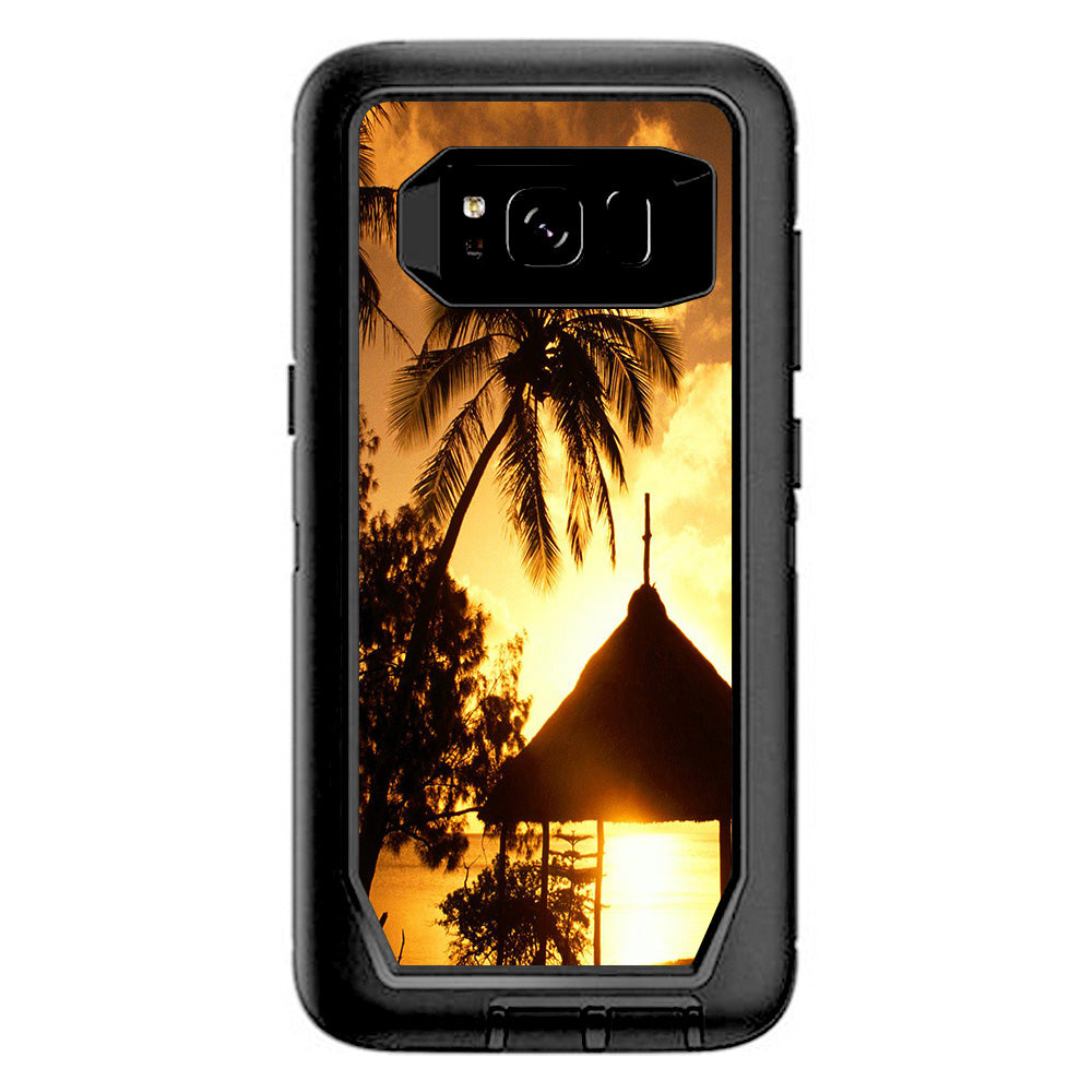  Tropical Sunrise Over Cabana Otterbox Defender Samsung Galaxy S8 Skin