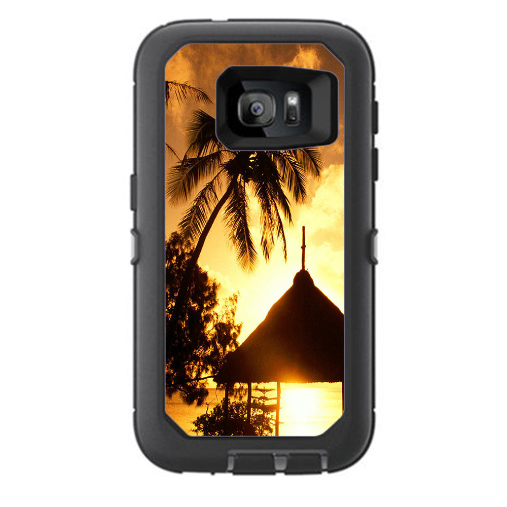  Tropical Sunrise Over Cabana Otterbox Defender Samsung Galaxy S7 Skin