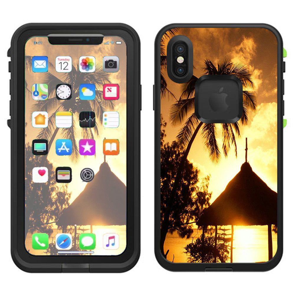  Tropical Sunrise Over Cabana Lifeproof Fre Case iPhone X Skin