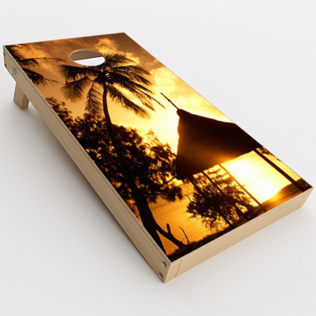  Tropical Sunrise Over Cabana Cornhole Game Boards  Skin