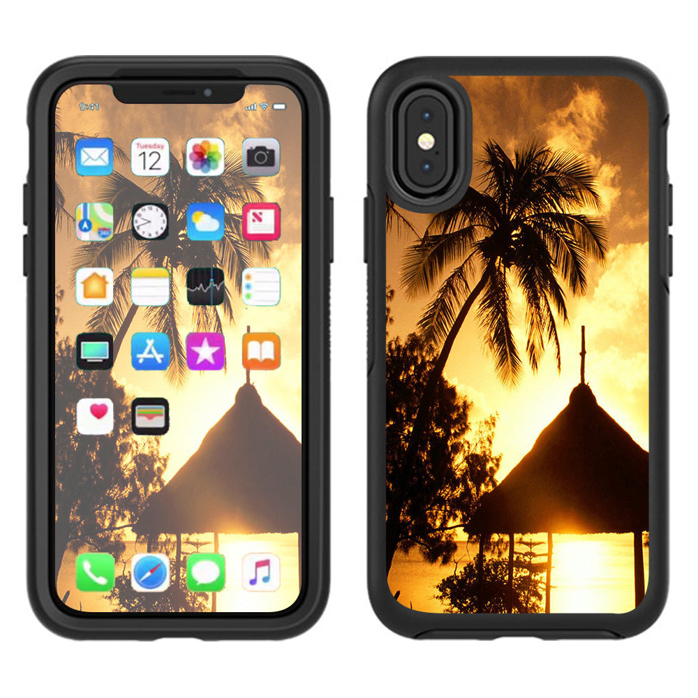  Tropical Sunrise Over Cabana Otterbox Defender Apple iPhone X Skin