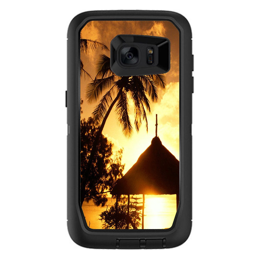  Tropical Sunrise Over Cabana Otterbox Defender Samsung Galaxy S7 Edge Skin