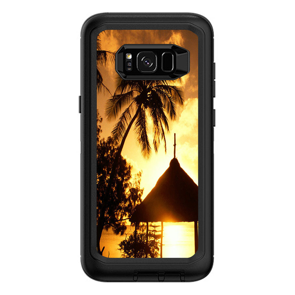  Tropical Sunrise Over Cabana Otterbox Defender Samsung Galaxy S8 Plus Skin