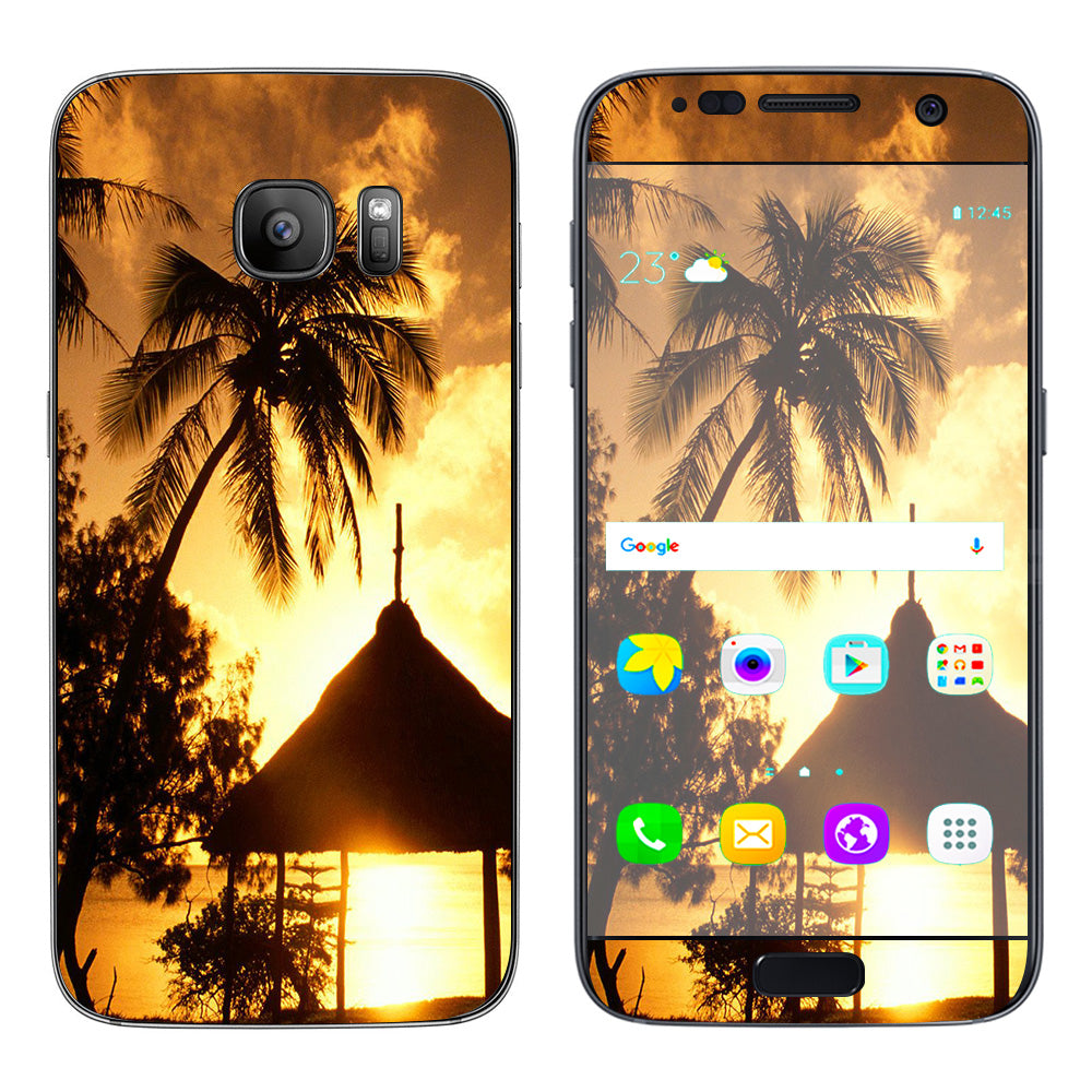  Tropical Sunrise Over Cabana Samsung Galaxy S7 Skin