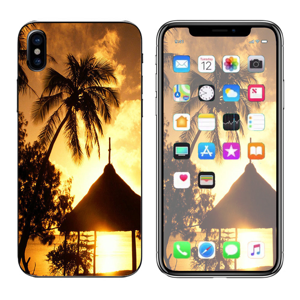 Tropical Sunrise Over Cabana Apple iPhone X Skin