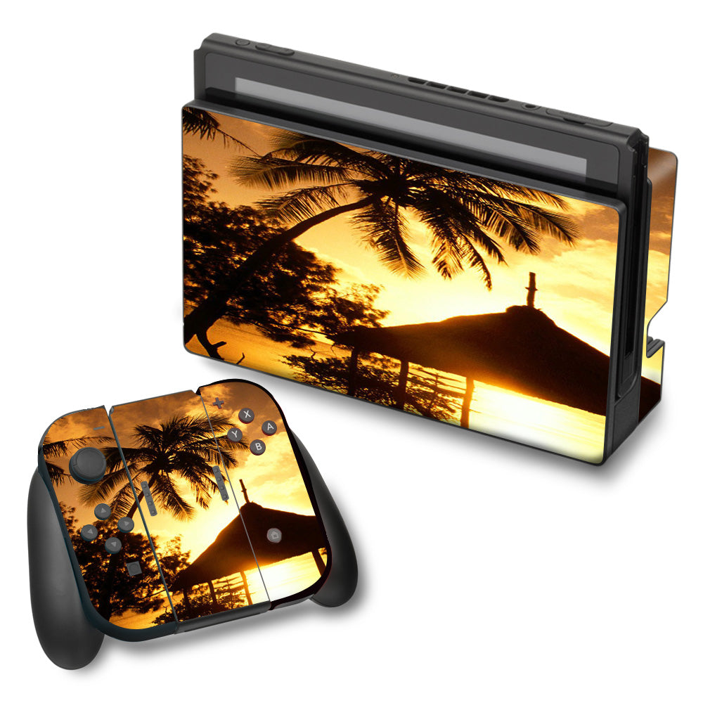 Tropical Sunrise Over Cabana Nintendo Switch Skin