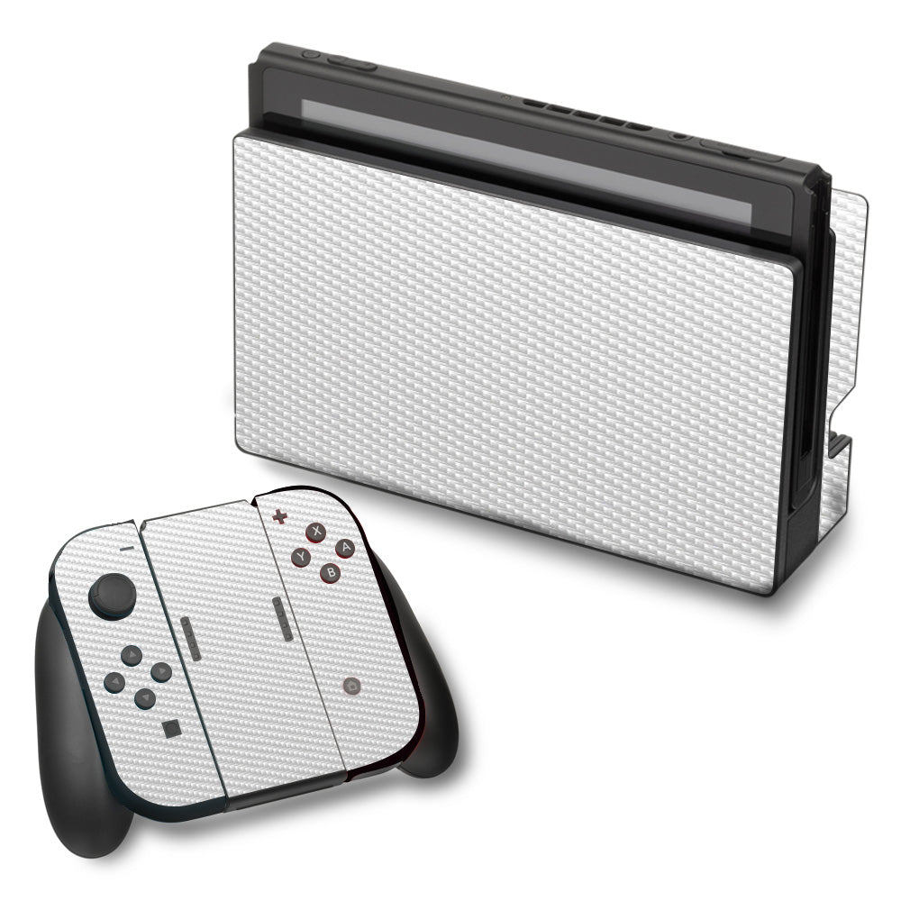  White Carbon Fiber Graphite Nintendo Switch Skin