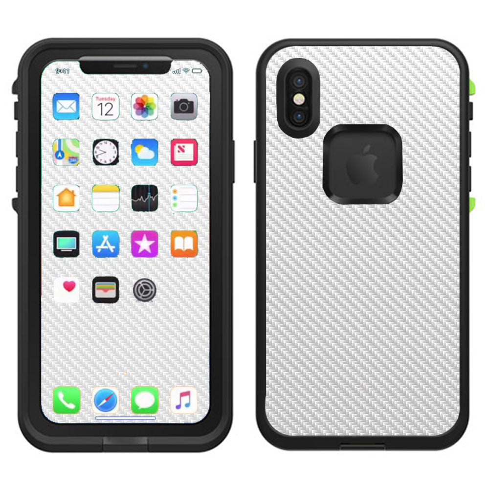  White Carbon Fiber Graphite Lifeproof Fre Case iPhone X Skin