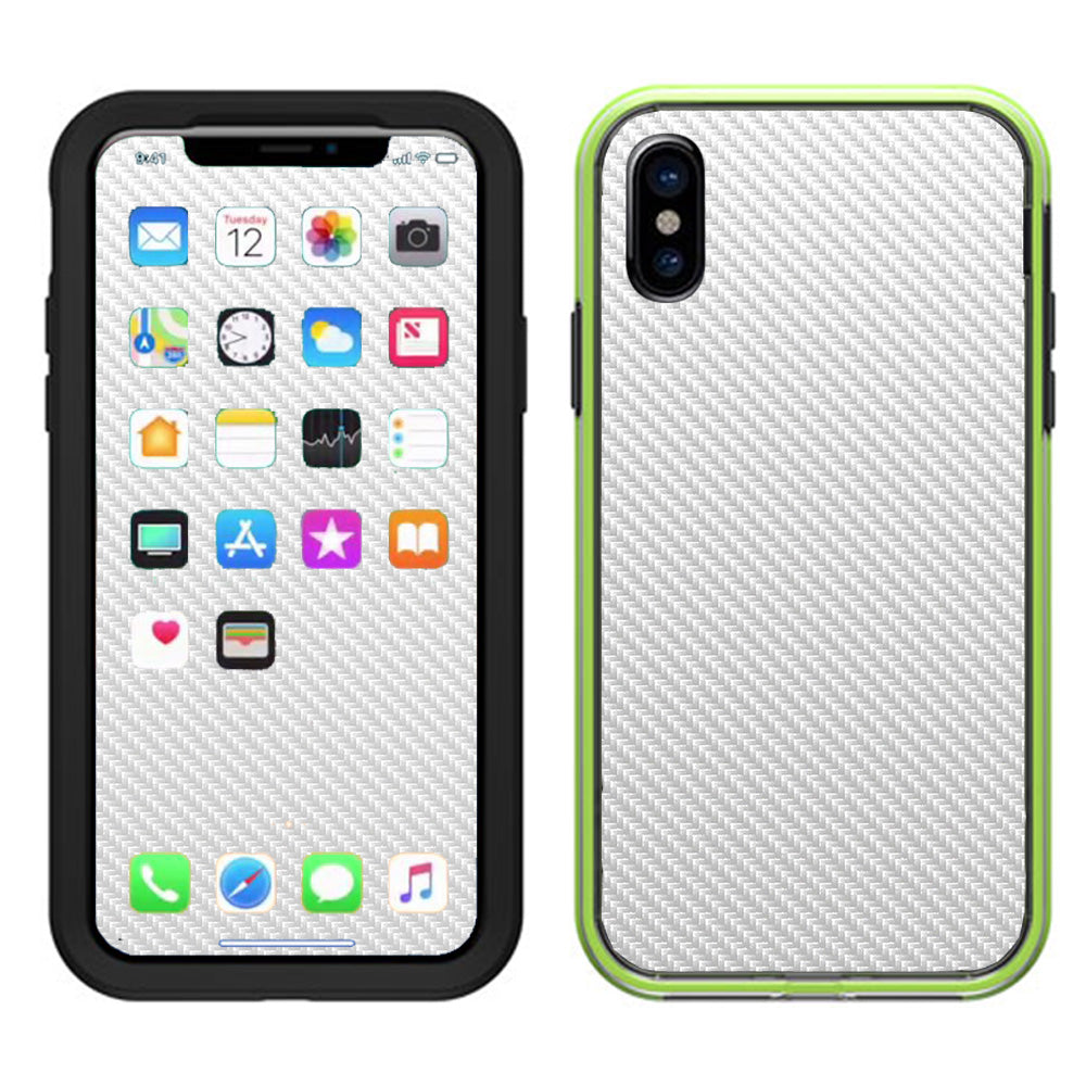  White Carbon Fiber Graphite Lifeproof Slam Case iPhone X Skin