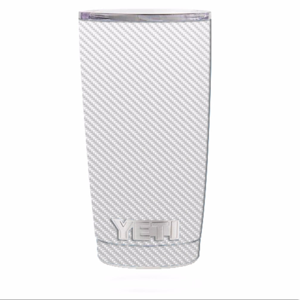  White Carbon Fiber Graphite Yeti 20oz Rambler Tumbler Skin