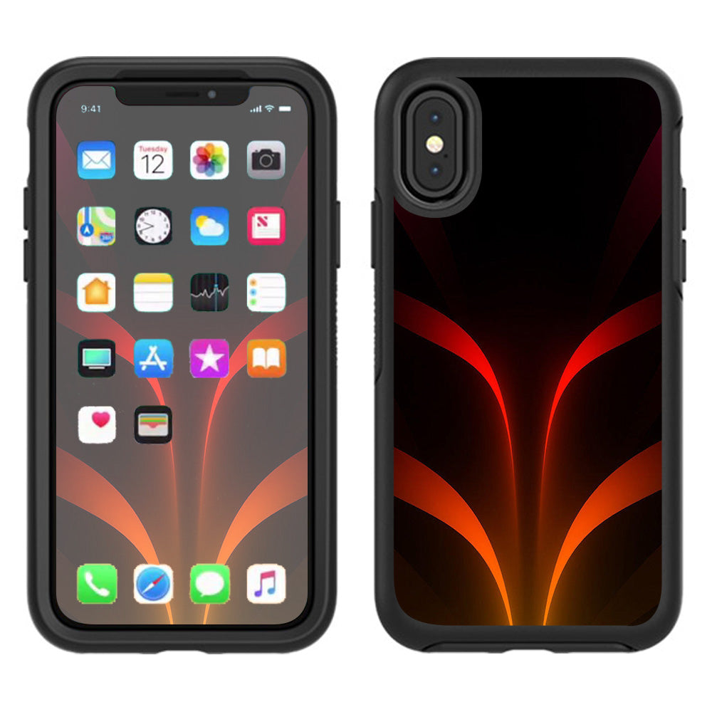  Red Orange Abstract Otterbox Defender Apple iPhone X Skin