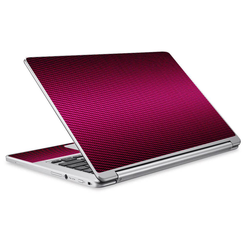  Pink,Black Carbon Fiber Graphite Acer Chromebook R13 Skin