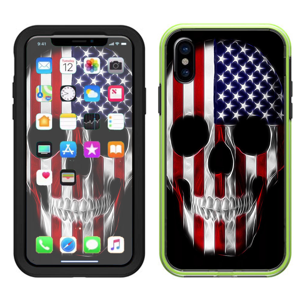  American Skull Flag In Skull Lifeproof Slam Case iPhone X Skin