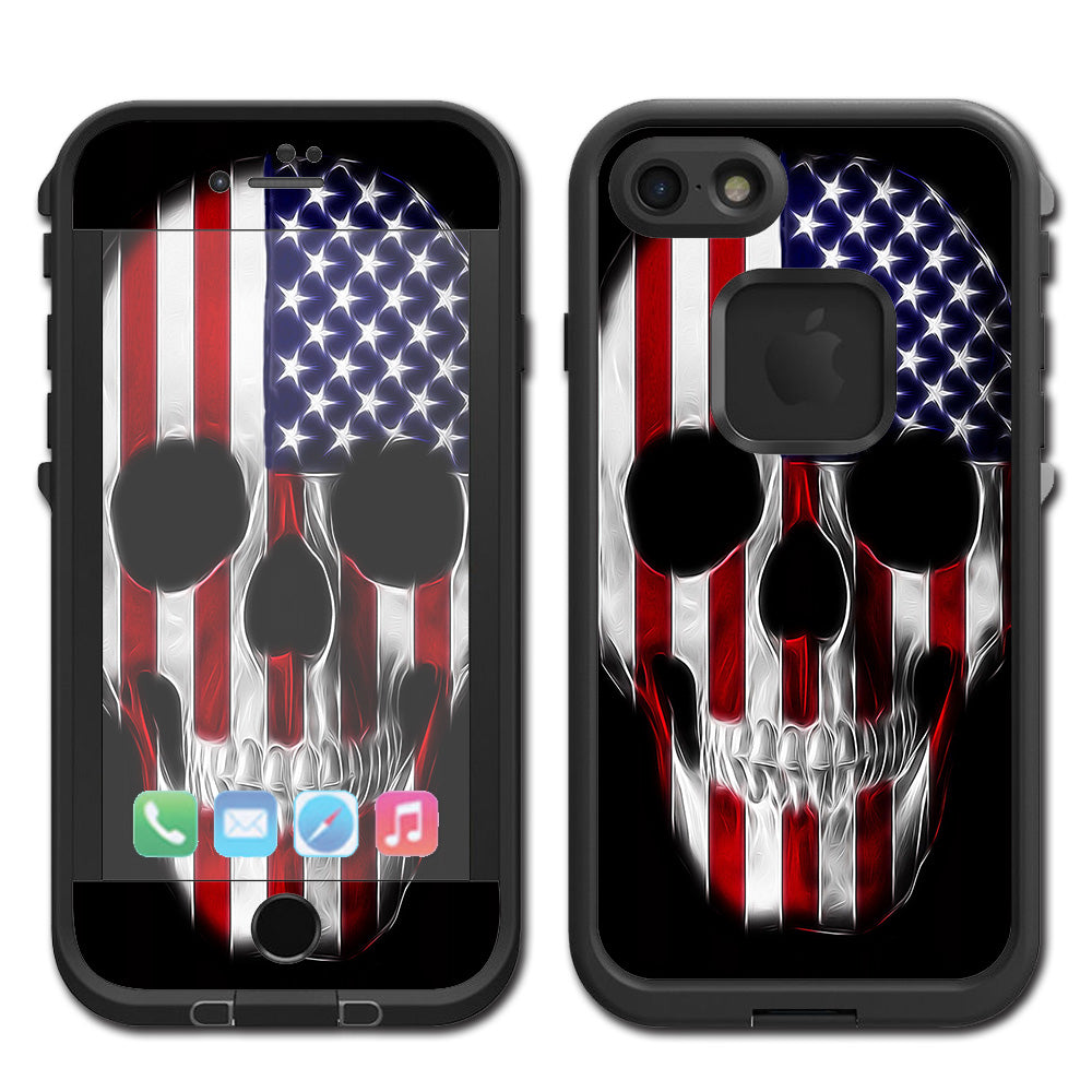  American Skull Flag In Skull Lifeproof Fre iPhone 7 or iPhone 8 Skin