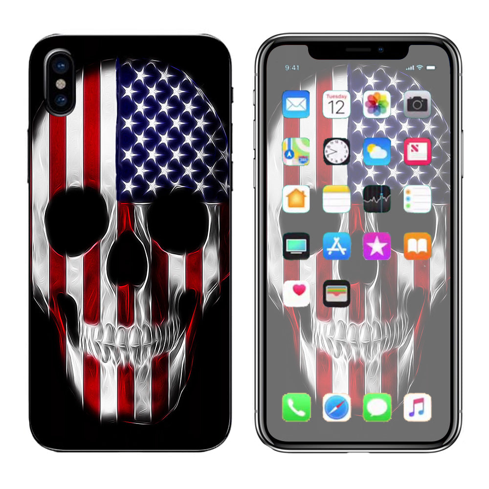  American Skull Flag In Skull Apple iPhone X Skin