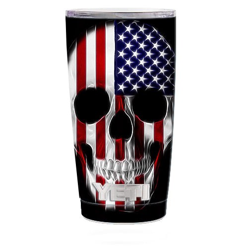  American Skull Flag In Skull Yeti 20oz Rambler Tumbler Skin