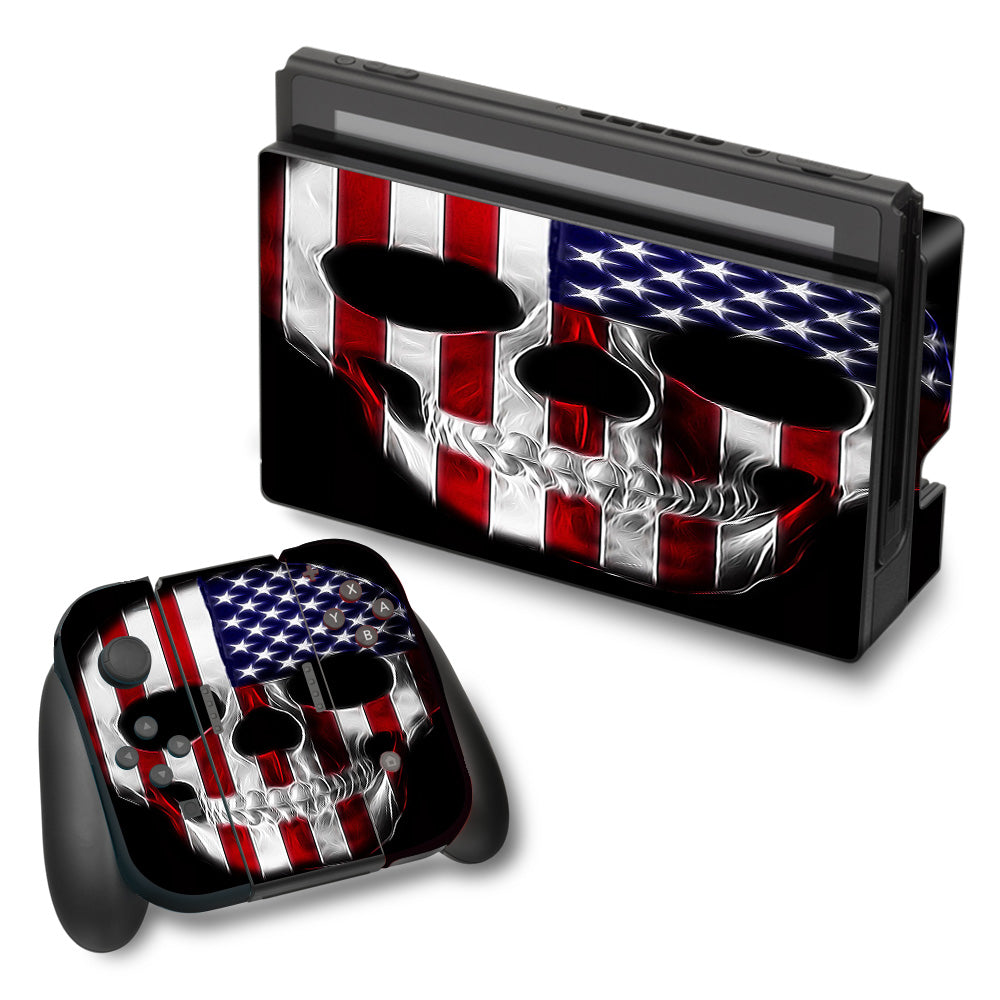  American Skull Flag In Skull Nintendo Switch Skin