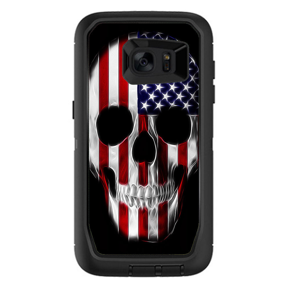  American Skull Flag In Skull Otterbox Defender Samsung Galaxy S7 Edge Skin