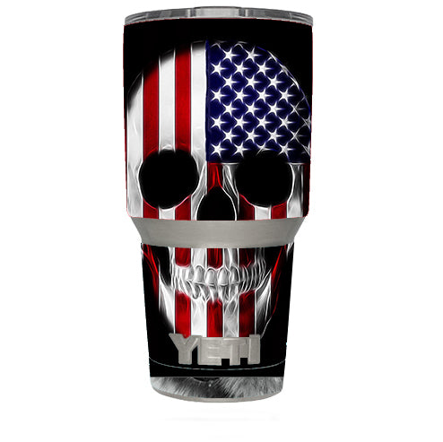  American Skull Flag In Skull Yeti 30oz Rambler Tumbler Skin