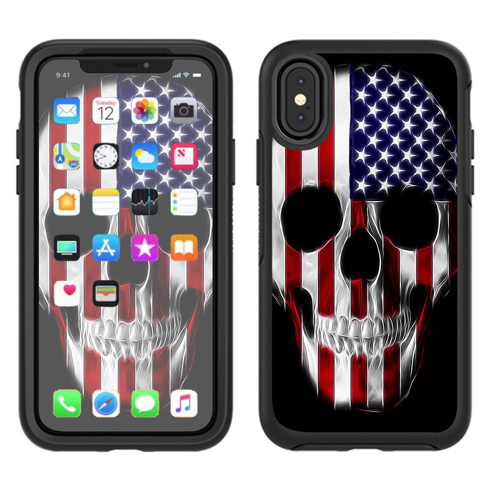  American Skull Flag In Skull Otterbox Defender Apple iPhone X Skin