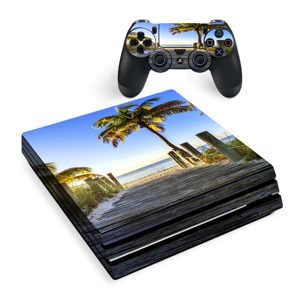 Skin Decal Vinyl Wrap For Playstation Ps4 Pro Console & Controller Stickers Skins Cover/ The Beach Tropical Sunshine Vacation Sony PS4 Pro Skin