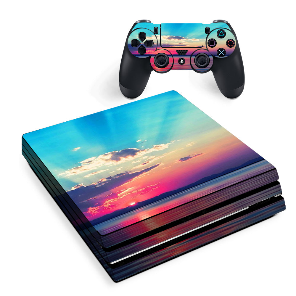 Skin Decal Vinyl Wrap For Playstation Ps4 Pro Console & Controller Stickers Skins Cover/ Summertime Sun Rays Sunset  Sony PS4 Pro Skin