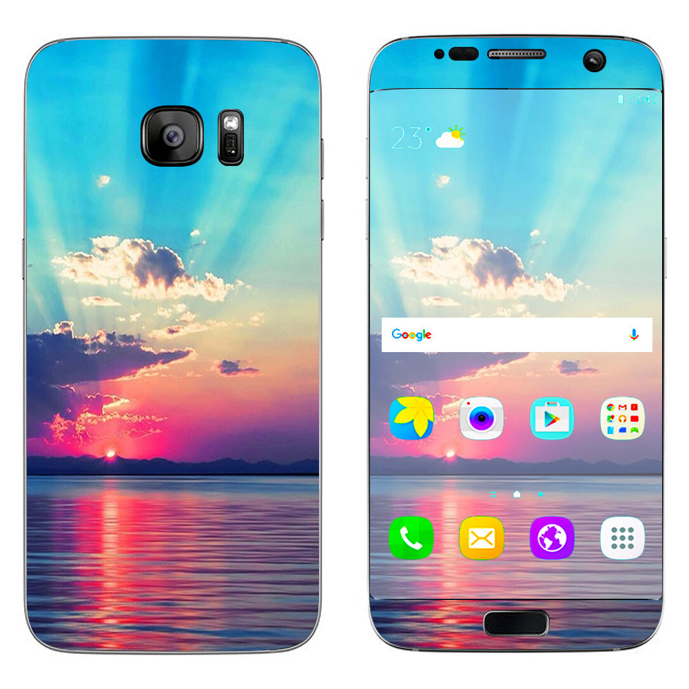  Summertime Sun Rays Sunset  Samsung Galaxy S7 Edge Skin