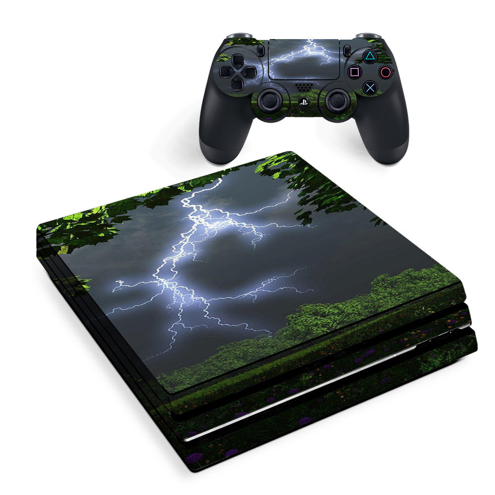 Skin Decal Vinyl Wrap For Playstation Ps4 Pro Console & Controller Stickers Skins Cover/ Lightning Weather Storm Electric Sony PS4 Pro Skin