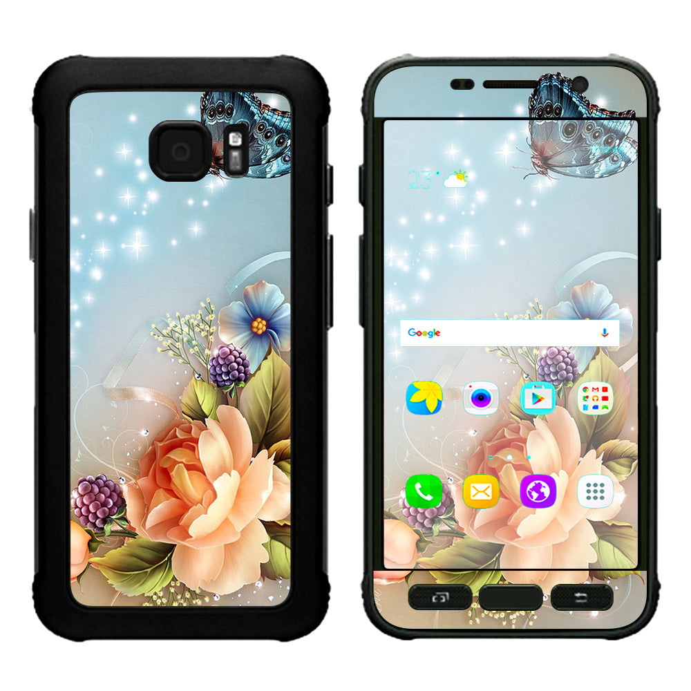  Sparkle Butterfly Flowers Samsung Galaxy S7 Active Skin