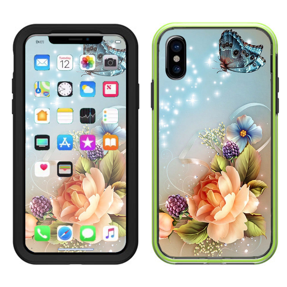  Sparkle Butterfly Flowers Lifeproof Slam Case iPhone X Skin