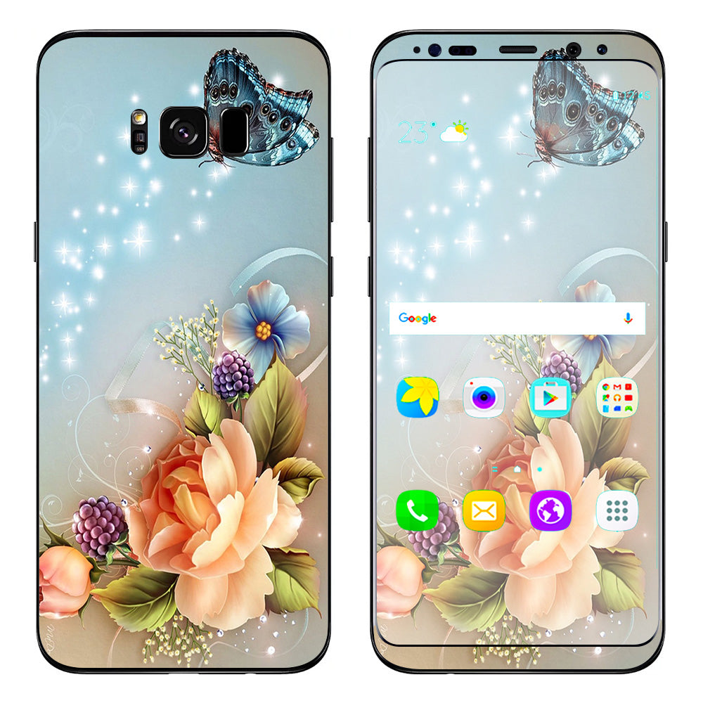  Sparkle Butterfly Flowers Samsung Galaxy S8 Skin