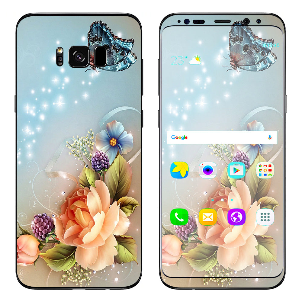  Sparkle Butterfly Flowers Samsung Galaxy S8 Plus Skin