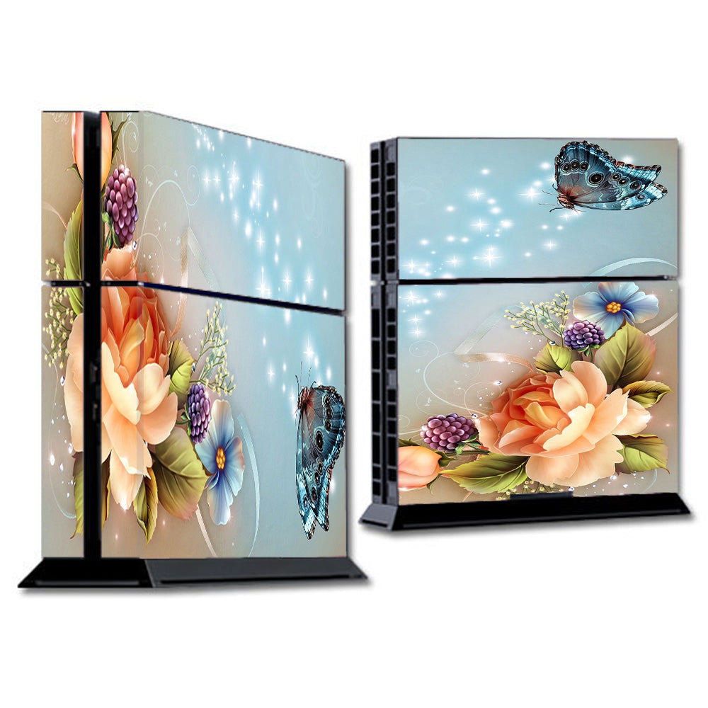  Sparkle Butterfly Flowers Sony Playstation PS4 Skin