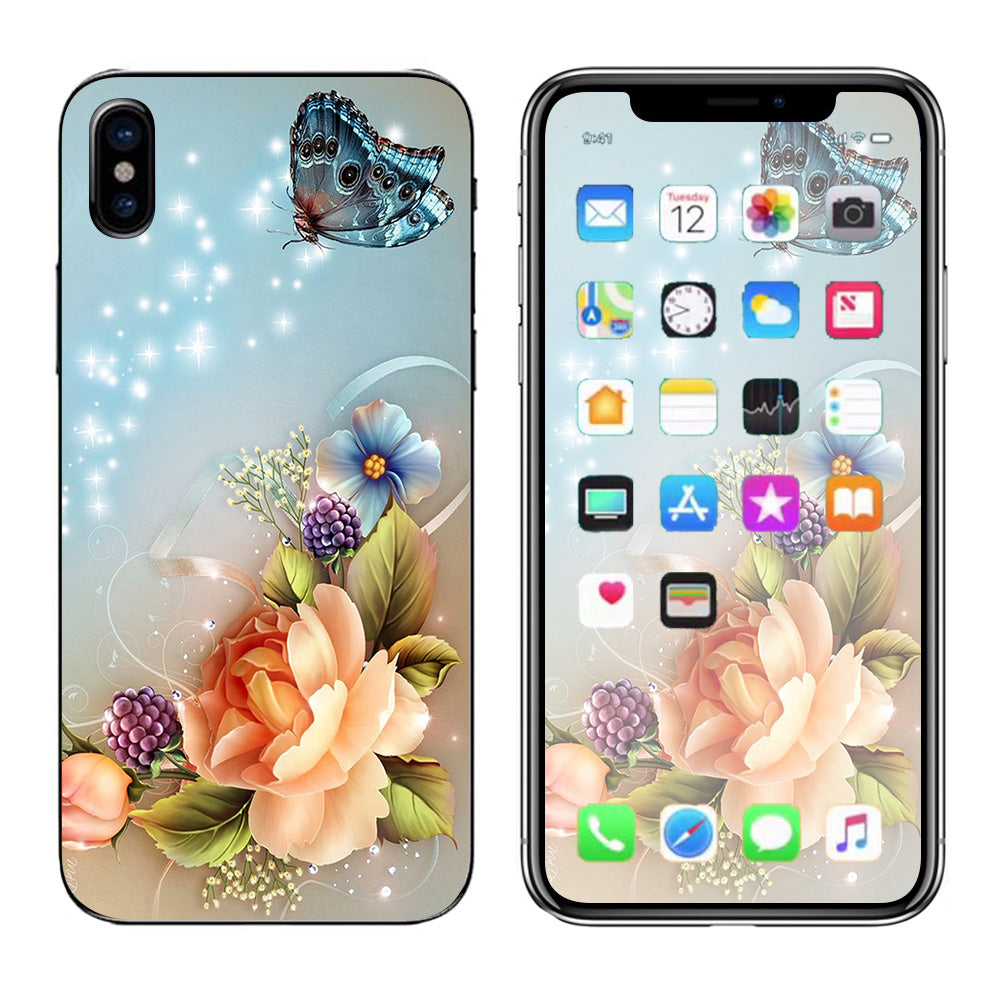  Sparkle Butterfly Flowers Apple iPhone X Skin