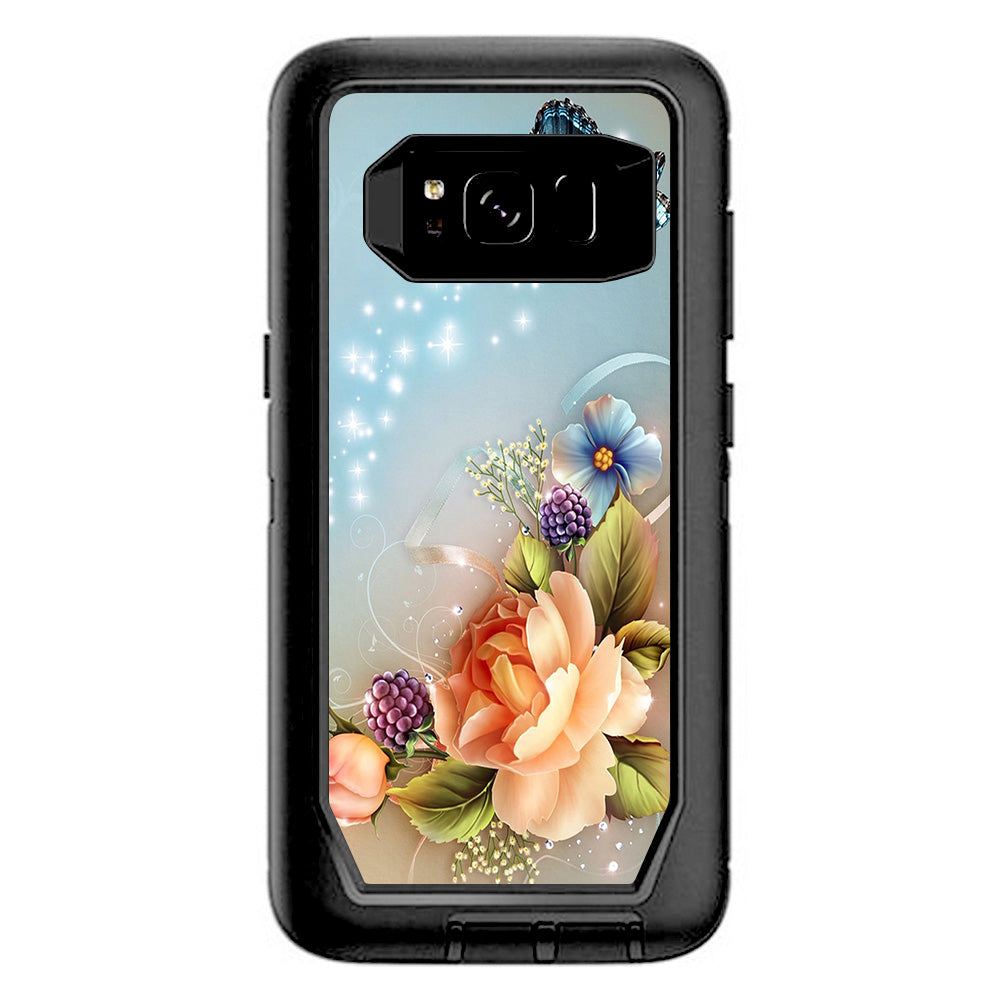  Sparkle Butterfly Flowers Otterbox Defender Samsung Galaxy S8 Skin