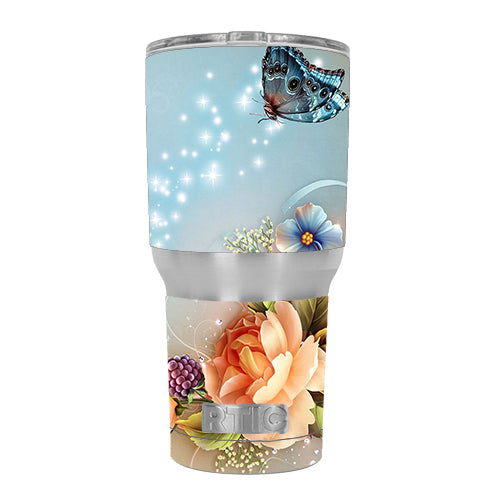  Sparkle Butterfly Flowers RTIC 30oz Tumbler Skin