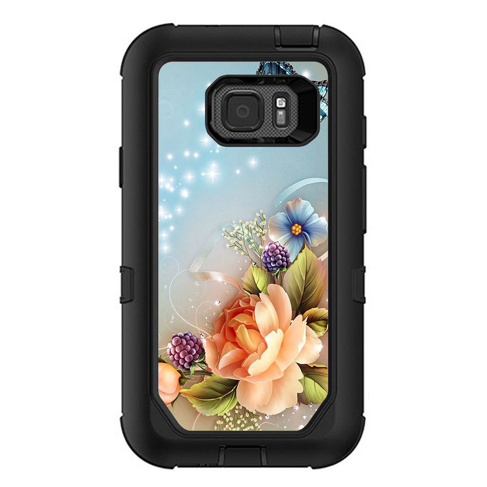  Sparkle Butterfly Flowers Otterbox Defender Samsung Galaxy S7 Active Skin
