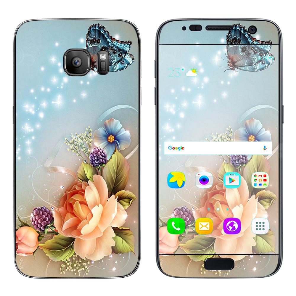  Sparkle Butterfly Flowers Samsung Galaxy S7 Skin