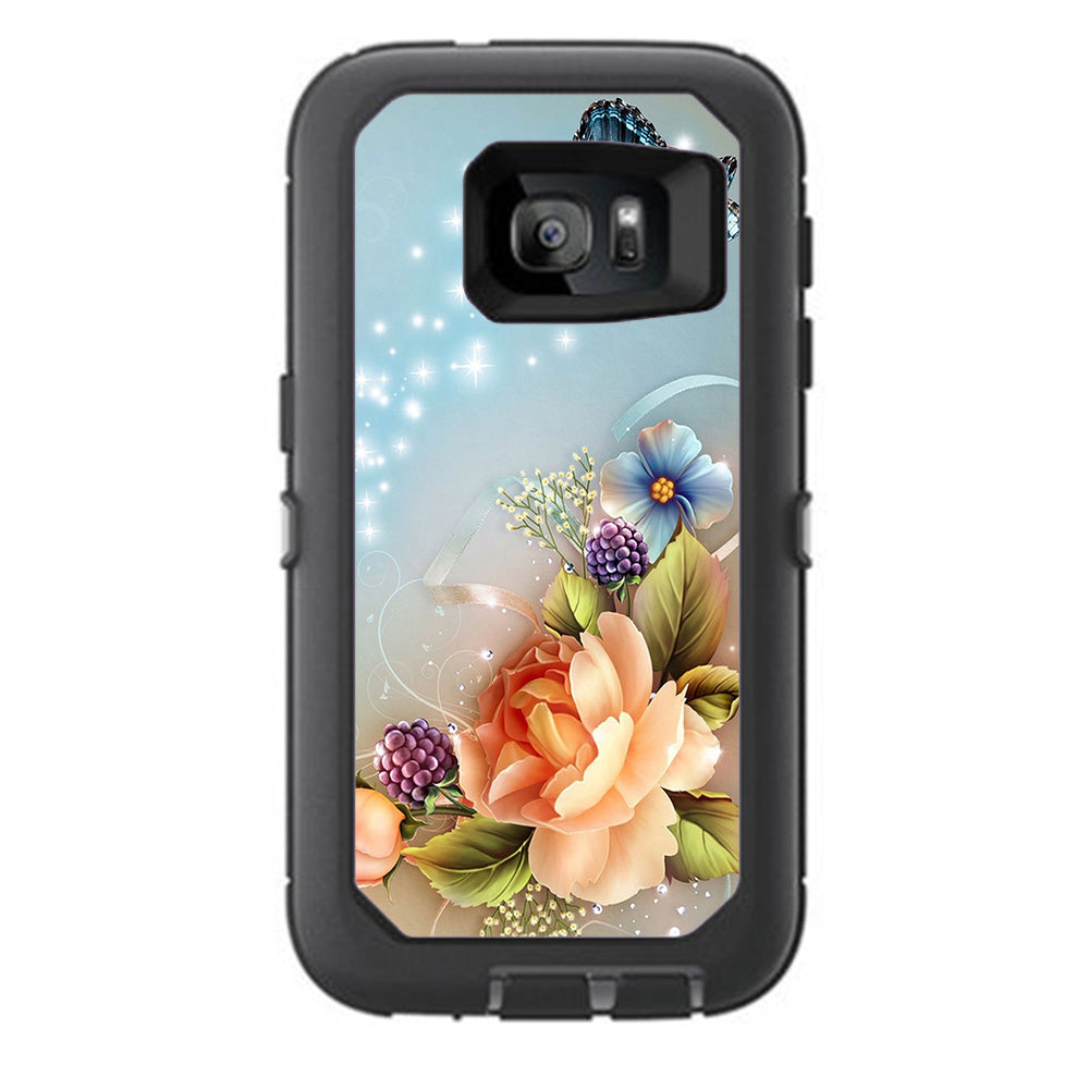  Sparkle Butterfly Flowers Otterbox Defender Samsung Galaxy S7 Skin