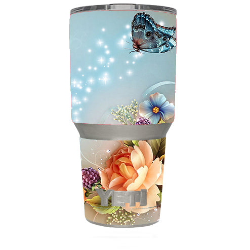  Sparkle Butterfly Flowers Yeti 30oz Rambler Tumbler Skin