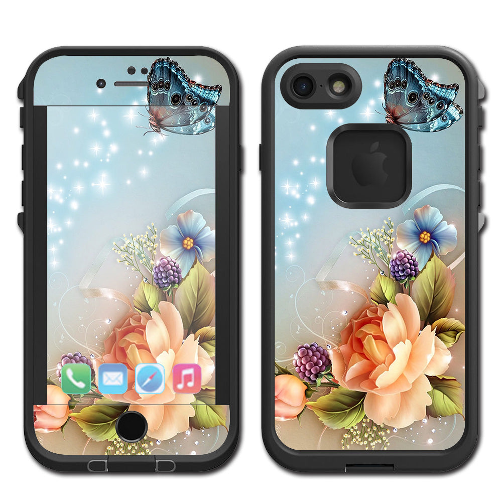  Sparkle Butterfly Flowers Lifeproof Fre iPhone 7 or iPhone 8 Skin
