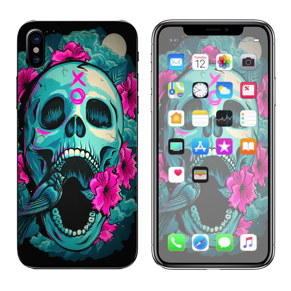  Skull Dia De Los Muertos Design Bird Apple iPhone X Skin